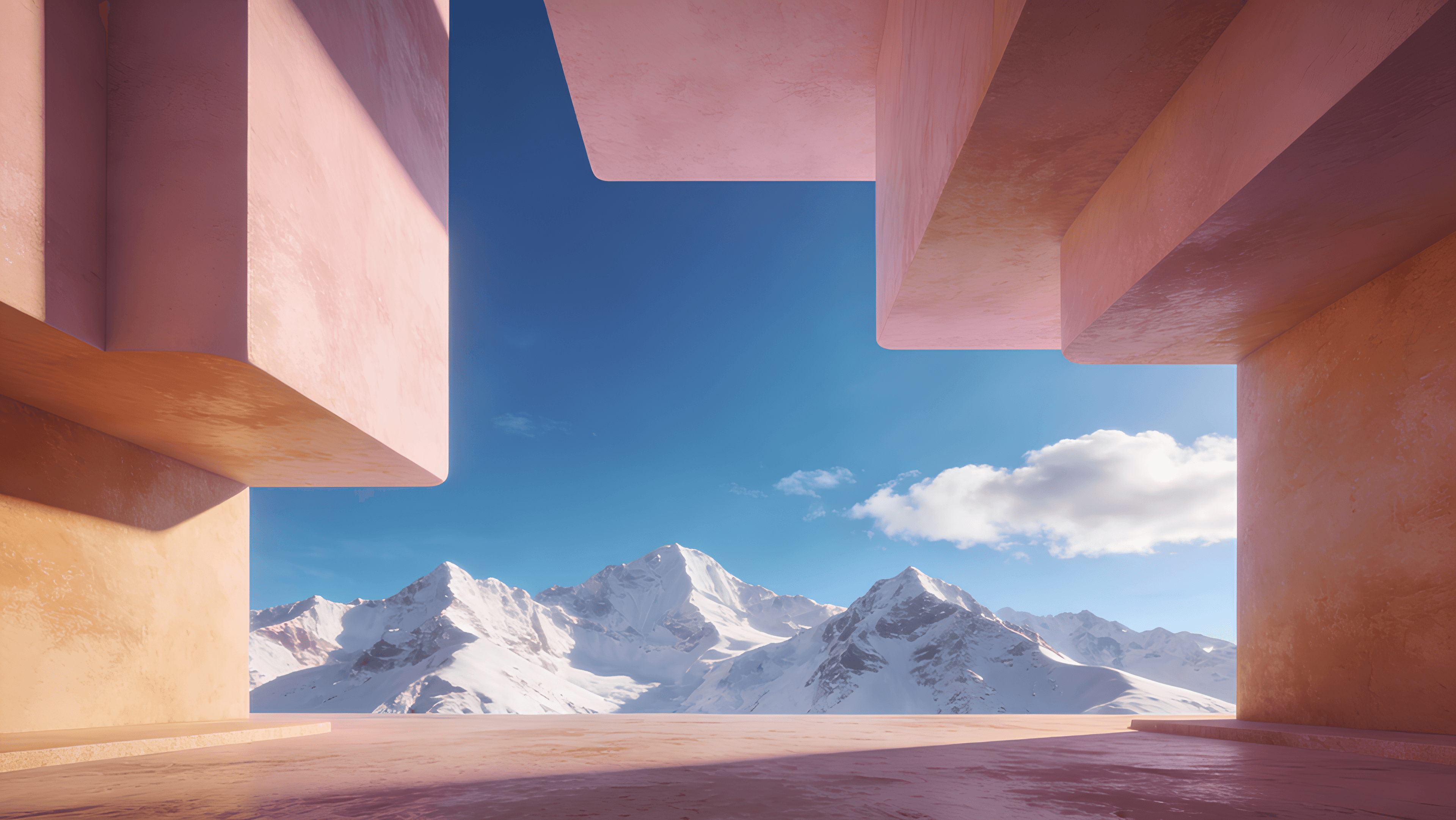 Architectural view with mountains